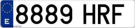 Ejemplo de matrícula española 8889 HRF