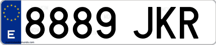 Ejemplo de matrícula de coche ordinaria 8889 JKR