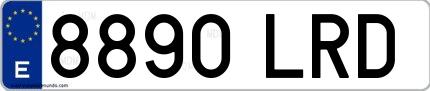 Ejemplo de matrícula española 8890 LRD