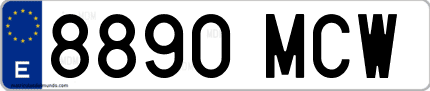 Ejemplo de matrícula de coche ordinaria 8890 MCW
