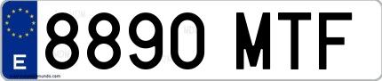 Ejemplo de matrícula española 8890 MTF