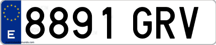 Ejemplo de matrícula de coche ordinaria 8891 GRV