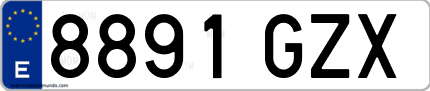 Ejemplo de matrícula de coche ordinaria 8891 GZX