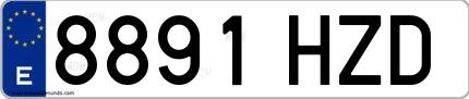 Ejemplo de matrícula española 8891 HZD