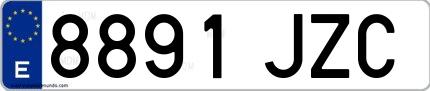 Ejemplo de matrícula española 8891 JZC