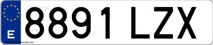 Ejemplo de matrícula española 8891 LZX