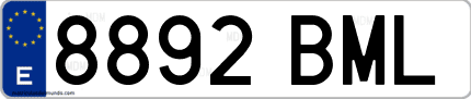 Ejemplo de matrícula de coche ordinaria 8892 BML