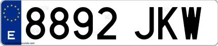 Ejemplo de matrícula española 8892 JKW