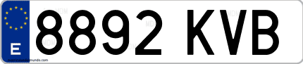 Ejemplo de matrícula de coche ordinaria 8892 KVB