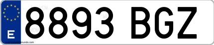 Ejemplo de matrícula española 8893 BGZ