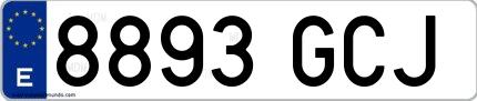 Ejemplo de matrícula española 8893 GCJ
