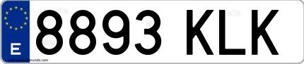 Ejemplo de matrícula española 8893 KLK