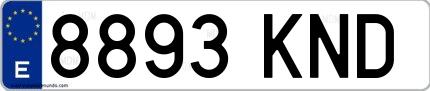 Ejemplo de matrícula española 8893 KND