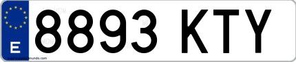 Ejemplo de matrícula española 8893 KTY