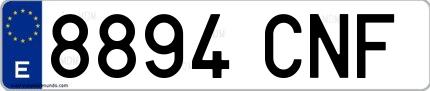 Ejemplo de matrícula española 8894 CNF