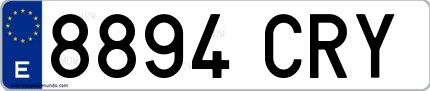 Ejemplo de matrícula española 8894 CRY