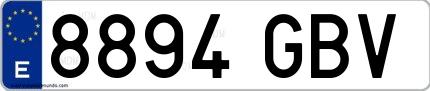 Ejemplo de matrícula española 8894 GBV