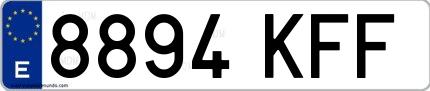 Ejemplo de matrícula española 8894 KFF