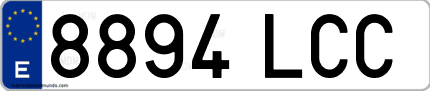 Ejemplo de matrícula de coche ordinaria 8894 LCC
