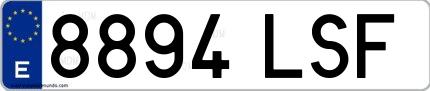 Ejemplo de matrícula española 8894 LSF