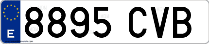 Ejemplo de matrícula de coche ordinaria 8895 CVB