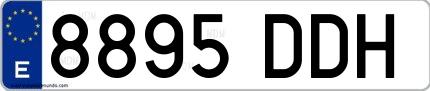 Ejemplo de matrícula española 8895 DDH