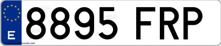 Ejemplo de matrícula española 8895 FRP