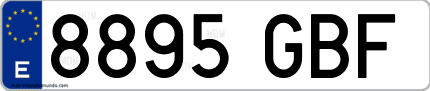 Ejemplo de matrícula de coche ordinaria 8895 GBF