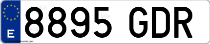 Ejemplo de matrícula de coche ordinaria 8895 GDR