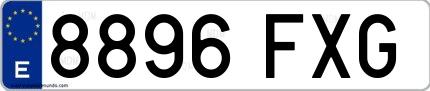 Ejemplo de matrícula española 8896 FXG