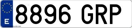 Ejemplo de matrícula española 8896 GRP