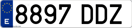 Ejemplo de matrícula de coche ordinaria 8897 DDZ