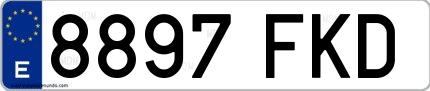 Ejemplo de matrícula española 8897 FKD