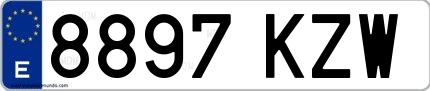 Ejemplo de matrícula española 8897 KZW