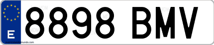 Ejemplo de matrícula de coche ordinaria 8898 BMV