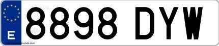Ejemplo de matrícula española 8898 DYW