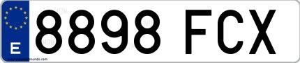 Ejemplo de matrícula española 8898 FCX