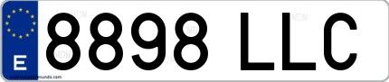 Ejemplo de matrícula española 8898 LLC