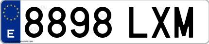 Ejemplo de matrícula española 8898 LXM