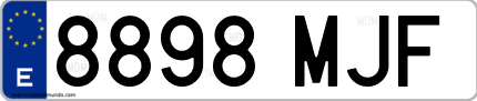 Ejemplo de matrícula de coche ordinaria 8898 MJF