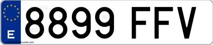 Ejemplo de matrícula española 8899 FFV