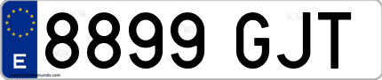 Ejemplo de matrícula de coche ordinaria 8899 GJT