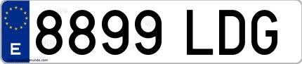 Ejemplo de matrícula española 8899 LDG