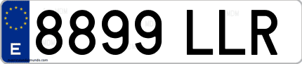 Ejemplo de matrícula de coche ordinaria 8899 LLR