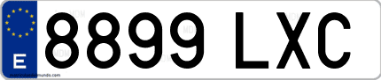 Ejemplo de matrícula de coche ordinaria 8899 LXC