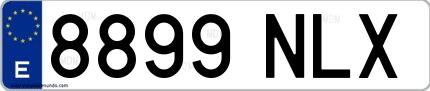 Ejemplo de matrícula española 8899 NLX