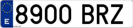 Ejemplo de matrícula de coche ordinaria 8900 BRZ