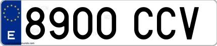 Ejemplo de matrícula española 8900 CCV