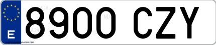 Ejemplo de matrícula española 8900 CZY