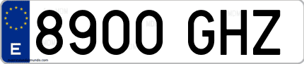 Ejemplo de matrícula de coche ordinaria 8900 GHZ